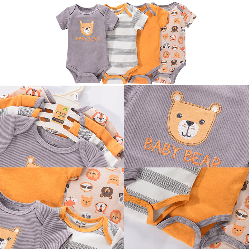 The Mum Shop AU- 4Pcs Summer BabyGrow/Onesie Set -Available in Sizes 3months-12months, Multiple sets to choose from