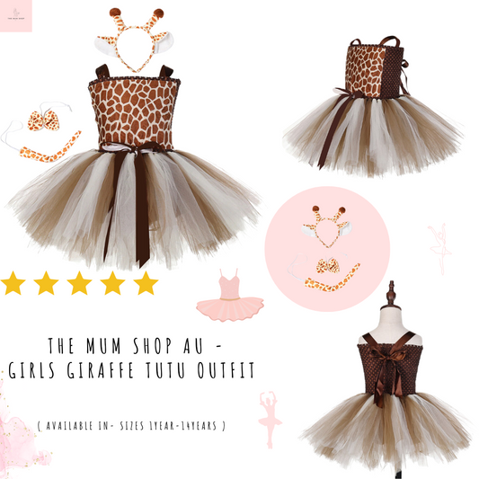 The Mum Shop AU -Girls Giraffe Tutu Outfit Available in Sizes 1year-14year