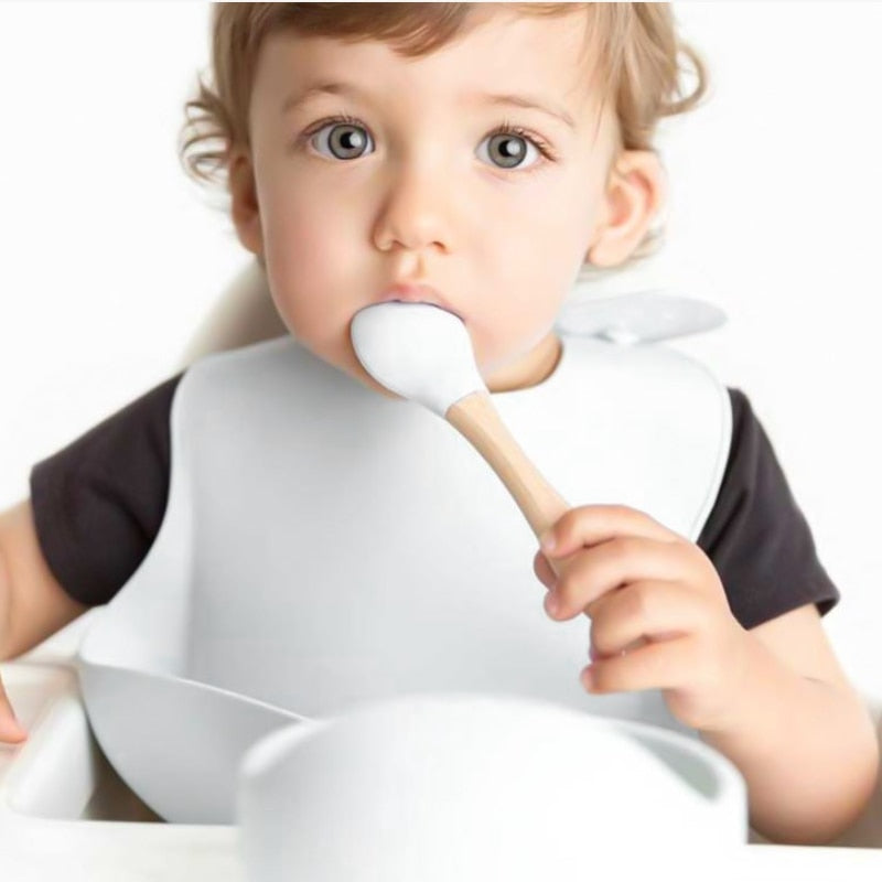 The Mum Shop Au - Baby/Toddler Silicone Sticky Dinner /Feeding Assistant Set (Bib, Bowl, Spoon, Fork, Cup, Straw, Plate) Available in 6 x Colors)