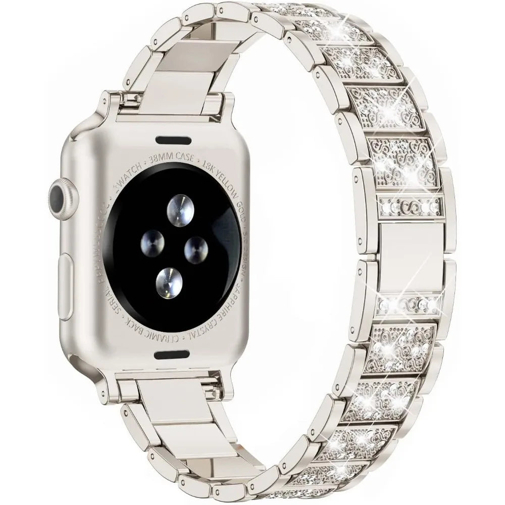 The Mum Shop AU-Classy Sparkly  watch Strap+Case for Apple Watch Band 40mm 44mm 41mm 45mm Women Jewelry Diamond Metal Link Bracelet iWatch Series 4 5 6 7 8 9 SE-Available in Gold, Silver,Rose Gold