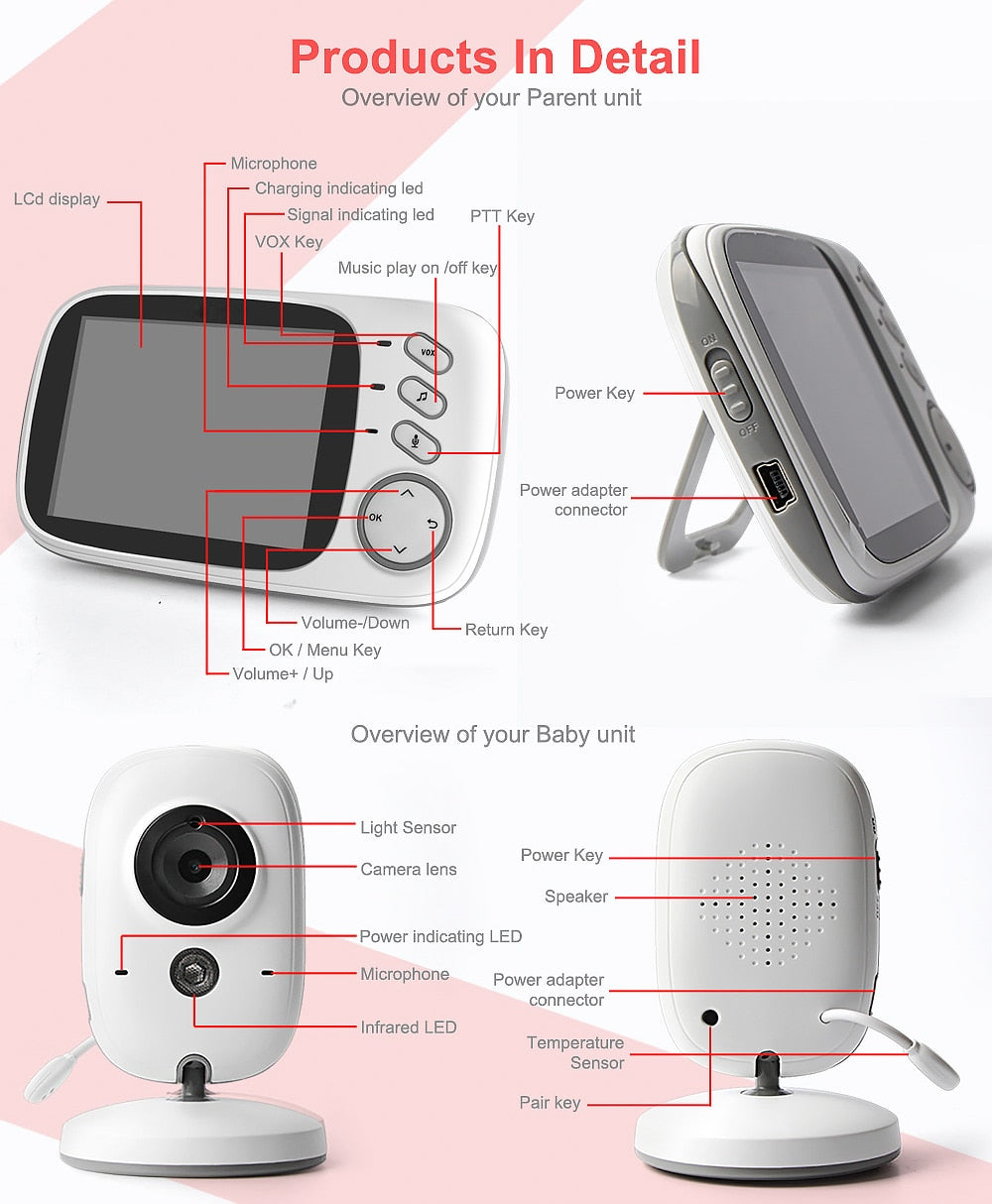 The Mum Shop AU -Wireless (No WIFI) -Baby Monitor 2.4G  Video with  2-way communication Audio & Night Vision