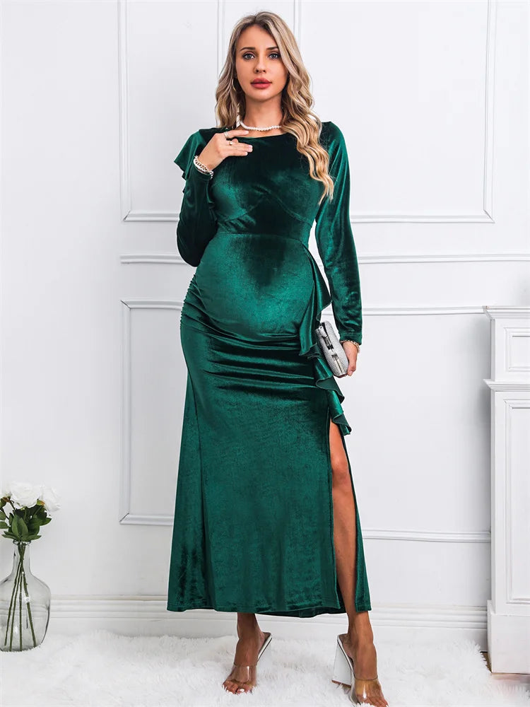 The Mum Shop AU- Elegant Velvet Long Sleeve Maternity Dress-Available in sizes , S, M,L ,XL