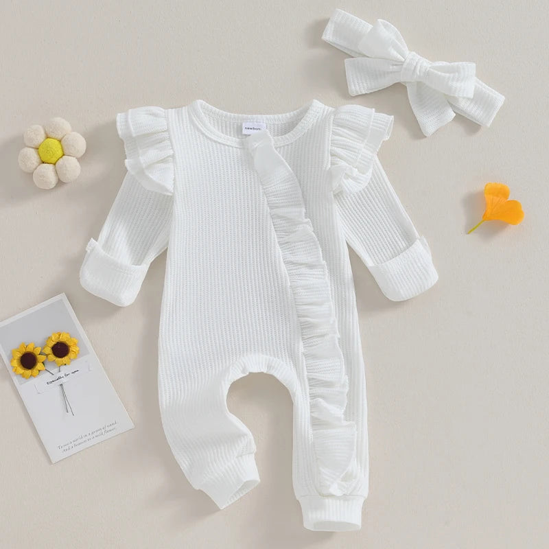 The Mum Shop Au-Baby Girl Winter Waffles Jumpsuit with headband -Available in 3x Colors