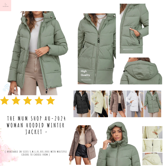 THE MUM SHOP AU-2024 Woman Hooded Winter  Jacket -Available in sizes S,M,L,XL,XXL,XXXL with multiple colors to choose from