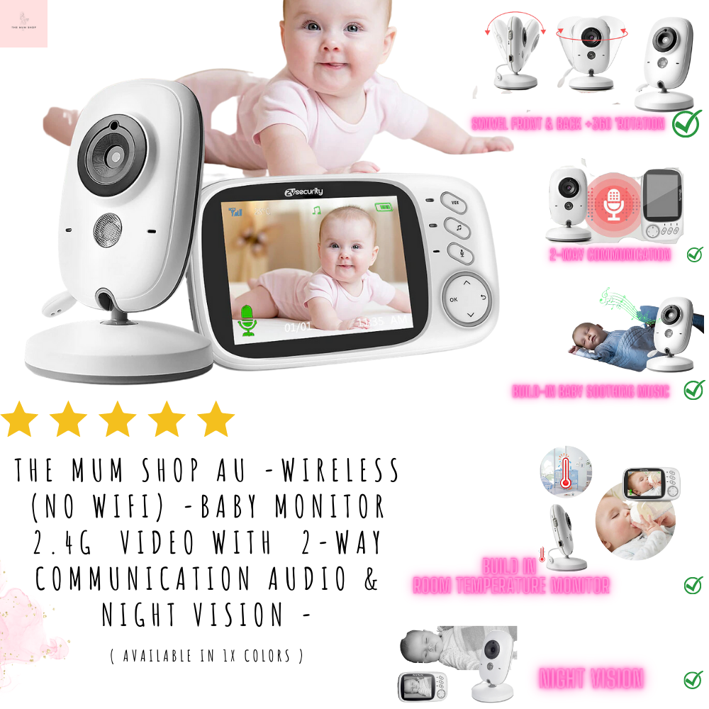 The Mum Shop AU -Wireless (No WIFI) -Baby Monitor 2.4G  Video with  2-way communication Audio & Night Vision