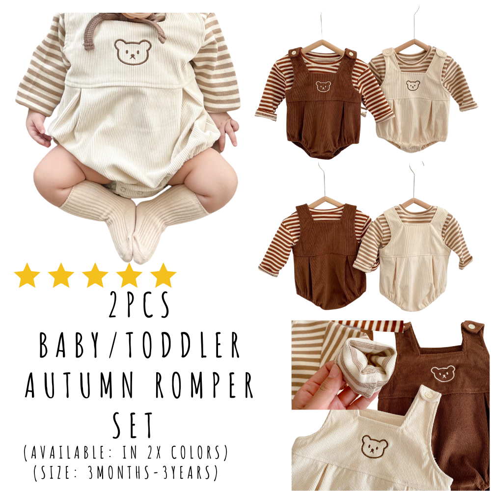 2PCS Baby/Toddler Autumn Romper Set (size: 3months-3years)