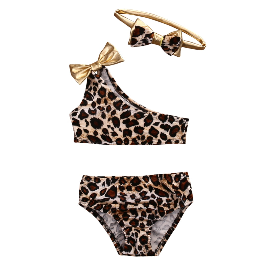 3pcs Little Jane Leopard Girls Swimsuit-(Size available:3months-8years)