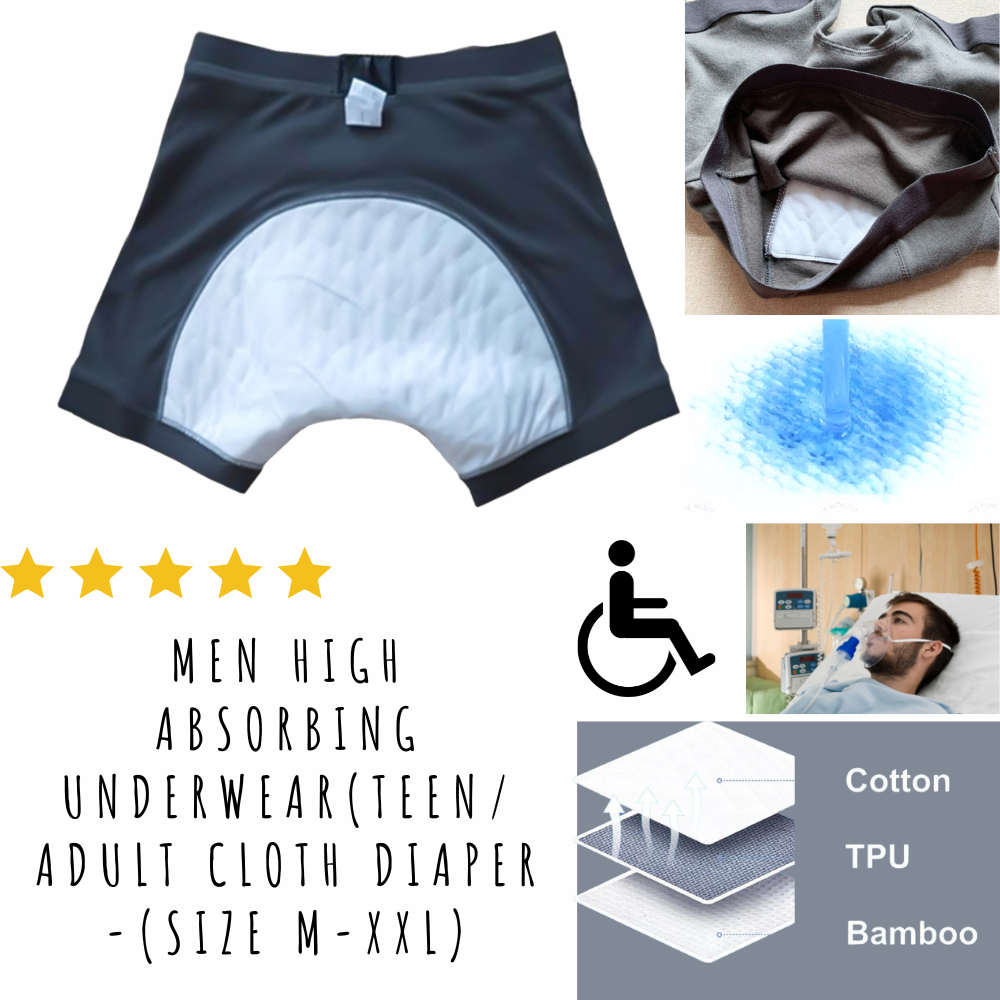 Men high absorbing underwear(Teen/ Adult Cloth Diaper -(Size M-XXL)