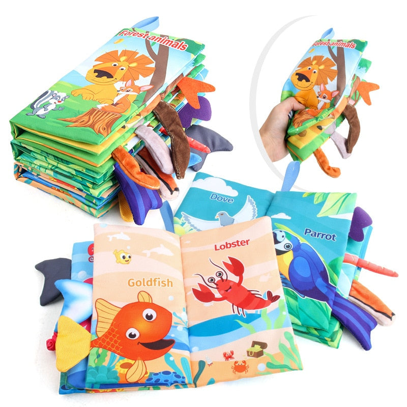 The Mum Shop AU-Baby Early Learning sensory Tail Cloth Book (3x styles to choose from)