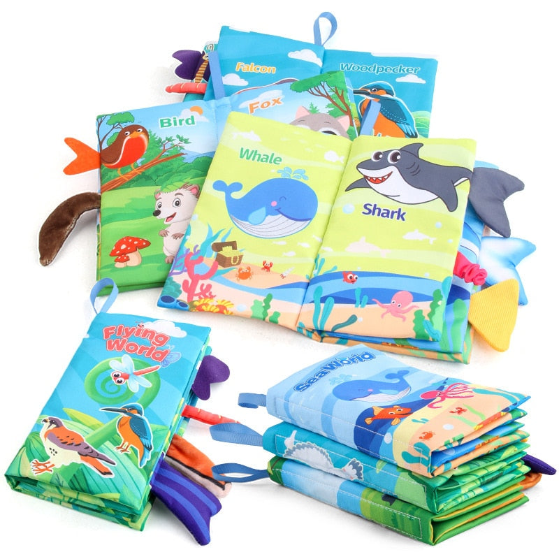 The Mum Shop AU-Baby Early Learning sensory Tail Cloth Book (3x styles to choose from)