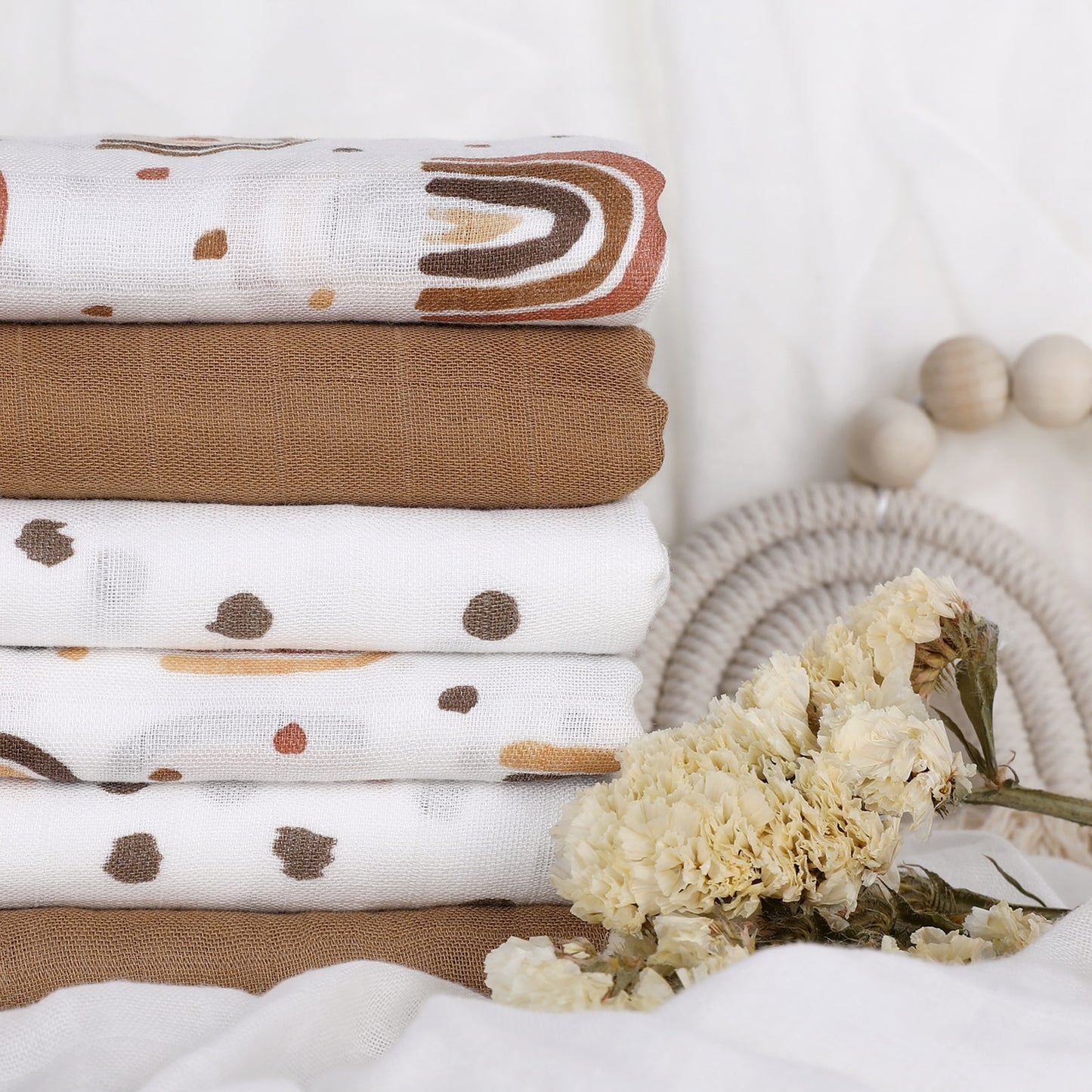 Newborn Muslin Swaddle Blanket- 70% Bamboo -30% Cotton 9x styles to choose from