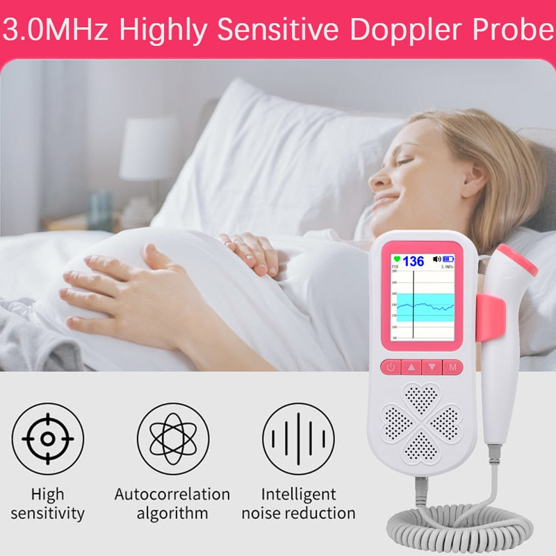 The Mum Shop Au-Baby Doppler-LED Curve Display 3.0MHz Doppler Fetal Heart rate Monitor