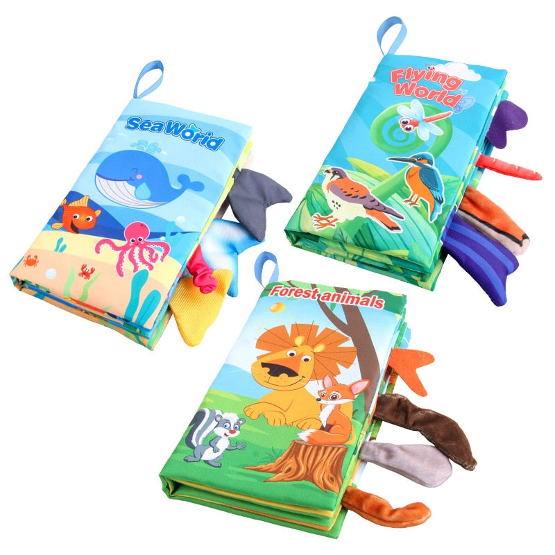 The Mum Shop AU-Baby Early Learning sensory Tail Cloth Book (3x styles to choose from)